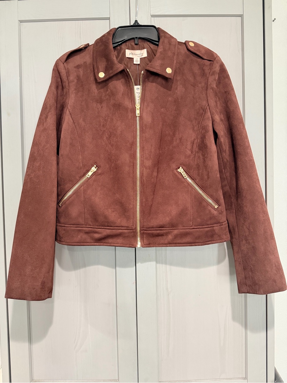 Philosophy Brown Front Jacket size Large
